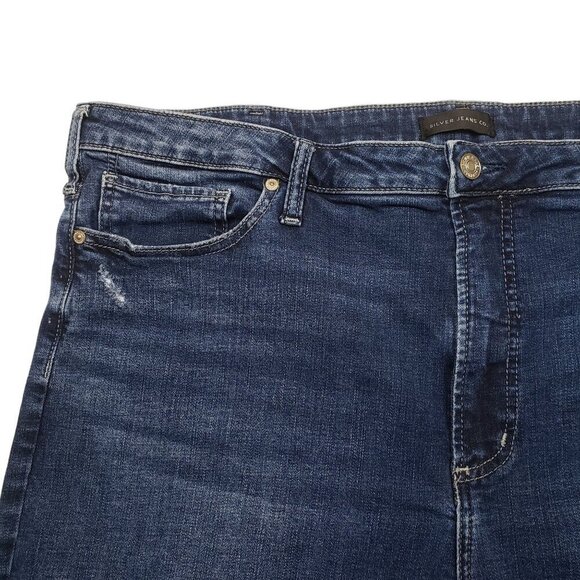 Silver High Note Boot Crop Jeans Womens 22 Dark Wash - Picture 3 of 8